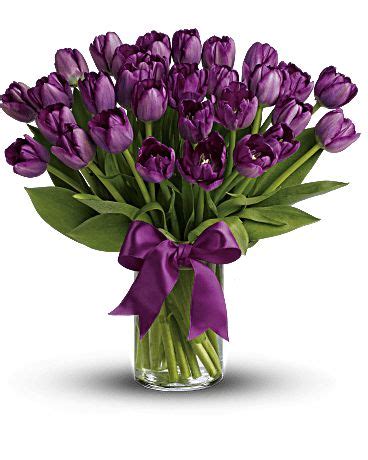 Passionate Purple Tulips Bouquet | Tulips arrangement, Purple tulips ...