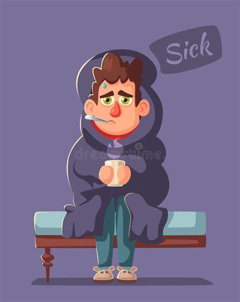 Sick Man. Unhappy Character. Vector Cartoon Illustration Stock Vector ...