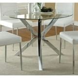 Coaster Company Vance Contemporary Glass Top Round Dining Table in Chrome - Walmart.com