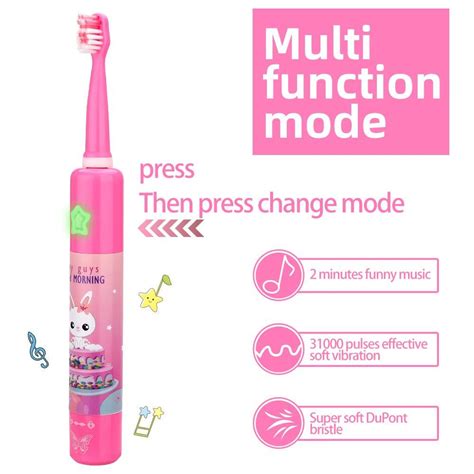 Musical Electric Toothbrush for Kids | 3 Modes, 2 Min Timer, Waterproof | Rechargeable Power ...