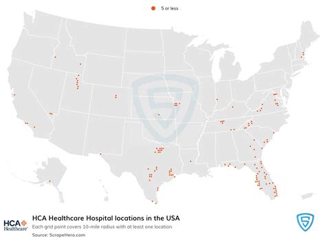 Number of HCA Healthcare Hospital locations in the USA in 2024 | ScrapeHero