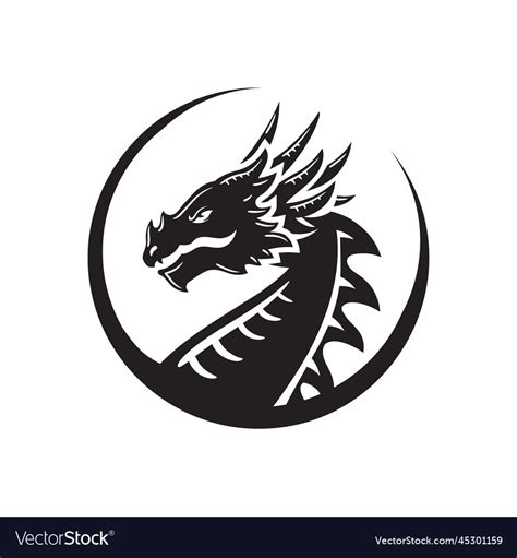 Dragon head circle logo Royalty Free Vector Image