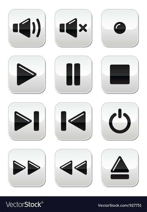 Sound music buttons set Royalty Free Vector Image