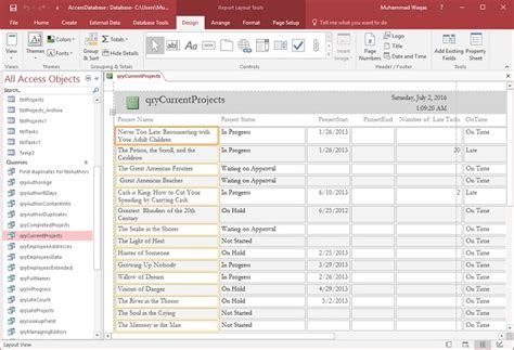 Example microsoft access database - mzaercomputers