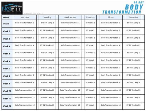 90 Day Transformation Workout Plan