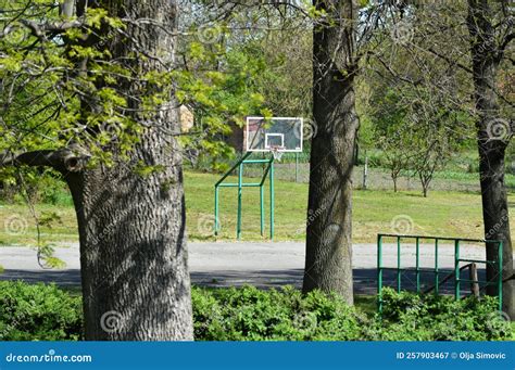 Basketball Court in the Green Park Stock Image - Image of basketball ...