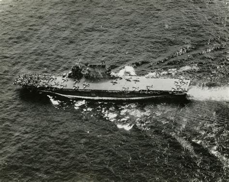 The carrier USS Saratoga (CV-3) at sea, Pacific Ocean, 1945 | The Digital Collections of the ...