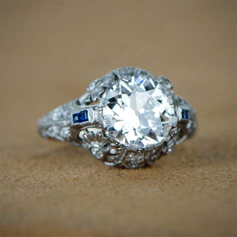 Antique Platinum Diamond Engagement Ring | Vintage engagement rings ...