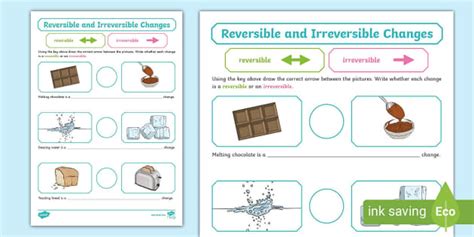 Changing States Reversible Irreversible Changes Worksheet / Worksheet