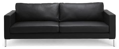 Portobello Black Leather 3-Seat Couch - Modern - Sofas