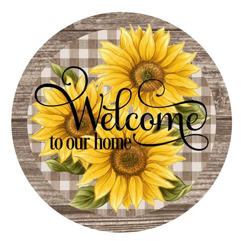 Welcome Wreath Sign, Metal Wreath Sign, Signs for Wreaths, Sunflower ...