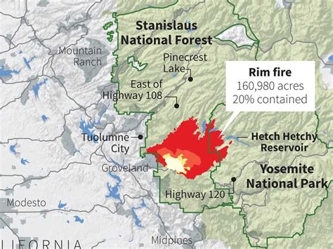 This Map Shows How Rapidly The Yosemite Wildfire Spread In Just Over A ...