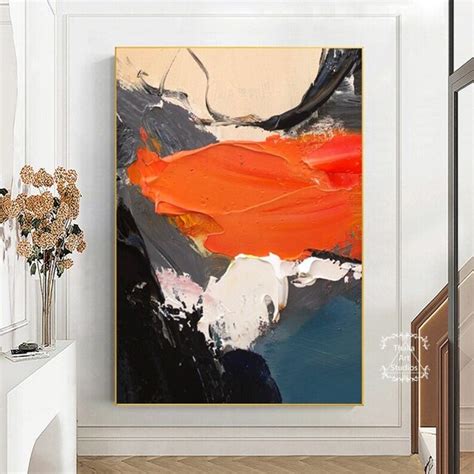 Original Orange Abstract Painting Large Minimalist Texture | Etsy