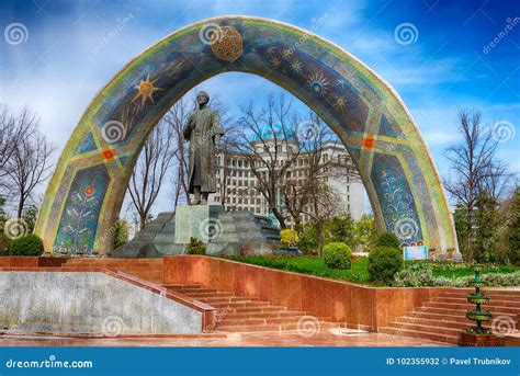 DUSHANBE,TAJIKISTAN-MARCH 15,2016; the Monument of Rudaki in the Centre of City Editorial ...