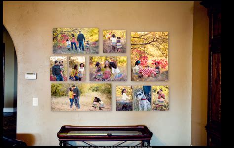 love this wall display of canvas Hallway Picture Display, Display Family Photos, Picture Wall ...