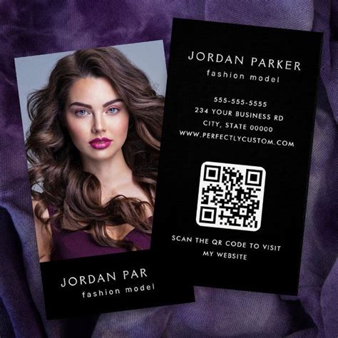 Photo QR code fashion model black business cards | Zazzle | Black business card, Fashion ...