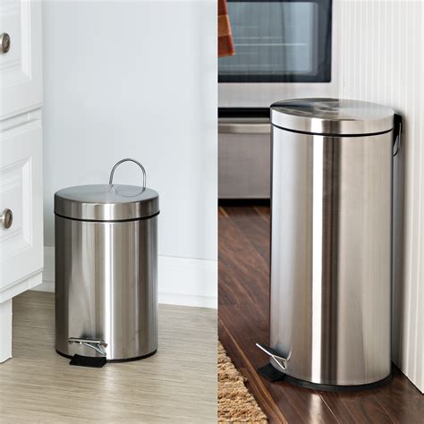 30L and 3L Stainless Steel Step Trash Can Combo, Round