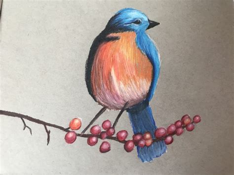 A bird eating berries | Art Starts