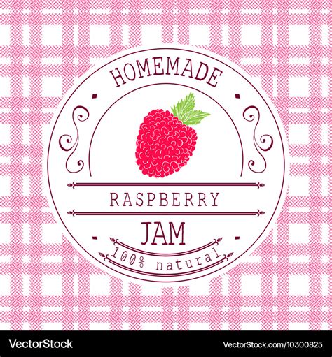 Jam label design template for raspberry dessert Vector Image