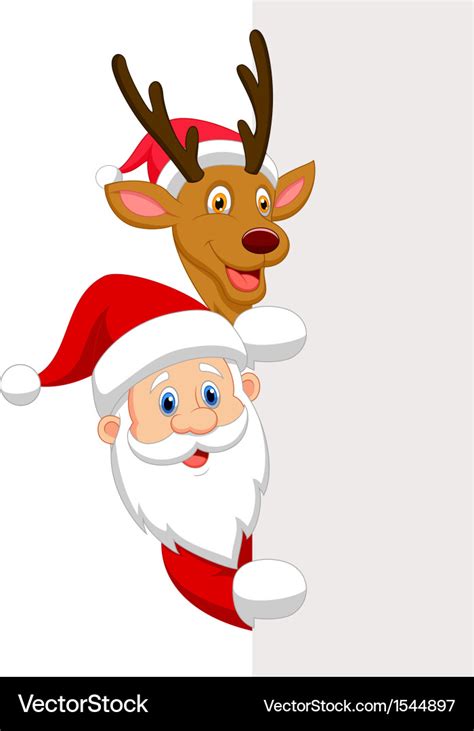 Cartoon santa and red nose reindeer Royalty Free Vector