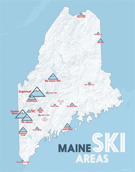 Maine Ski Resorts Map 11x14 Print | Ski resort, Skiing, Resort