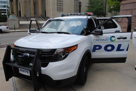 Cincinnati police showcased two of the new vehicles acquired by the department--the Ford Police ...