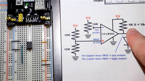 LM393 Inverting Comparator Demonstration Circuit Trimpot Controlled by Electronzapdotcom - YouTube