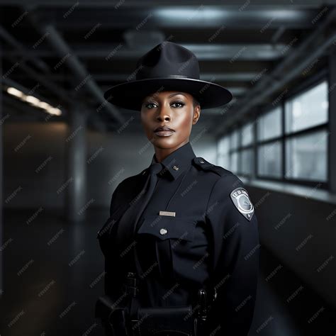 Premium Photo | Portrait of a african american female police officer ...