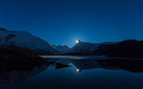 Mountain Moon Reflection In Water, HD Nature, 4k Wallpapers, Images, Backgrounds, Photos and ...