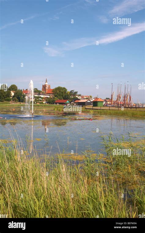 Great Britain England Essex Maldon Promenade and Hythe Quay with lake ...