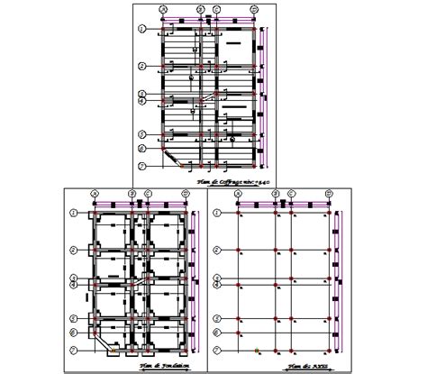 Beam and column plan layout file - Cadbull