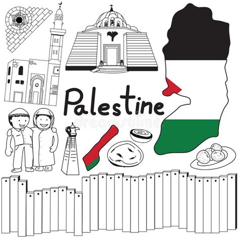 Travel To Palestine Doodle Drawing Icon with Friendly Israel Tourism ...