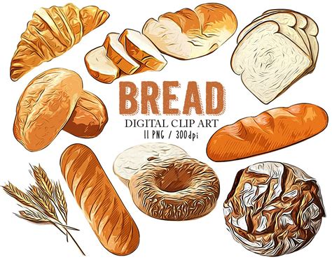 Bread Clipart Food Printables Bread Clip Art Breakfast Bakery Realistic ...