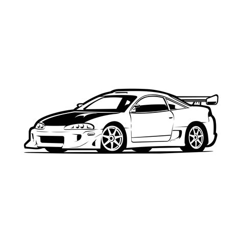 Japanese sport car silhouette vector art isolated. JDM car vector art 20247124 Vector Art at ...