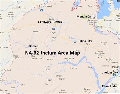 NA 62 Jhelum Areas List Map این اے 62 جہلم