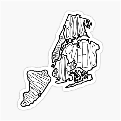 "Five Boroughs Map" Sticker for Sale by extremebunny | Redbubble