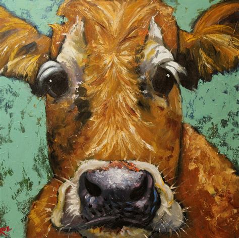 Cow Painting #515 - 30x30" Original Oil Painting By Roz on Luulla