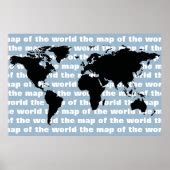 black world map poster | Zazzle