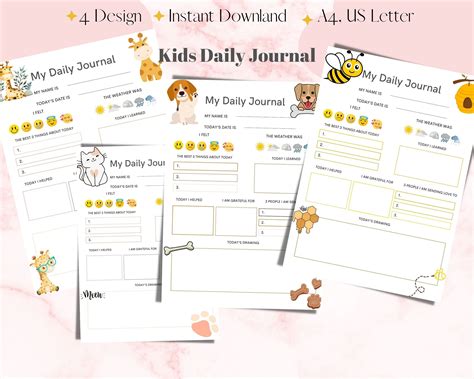 Digital Prints Diary for Childrenkids Daily Planner Kids - Etsy