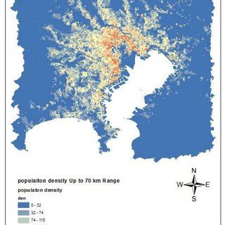 2. Population density map up to 70 km range, 2000 | Download Scientific Diagram