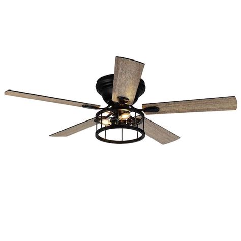 Breezary Ableton Hugger 52 in. Black Indoor Ceiling Fan with Remote ...