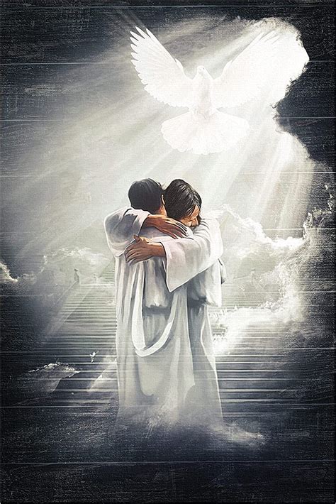 Hugging Jesus in heaven Dove Vertical Poster No Frame, Canvas Home Decor | eBay