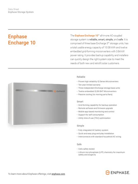 Enphase Encharge 10: Data Sheet Enphase Storage System | PDF ...