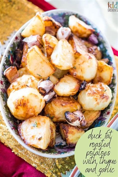 Duck fat roasted potatoes with thyme and garlic - Kidgredients