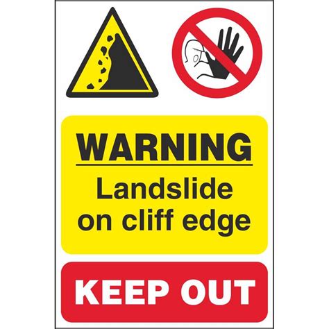 Warning Landslide on Cliff Edge Keep Out Signs | Quarry Safety Signage