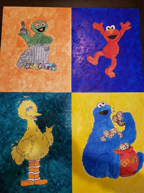 Sesame Street and Cartoon Character Art | Etsy