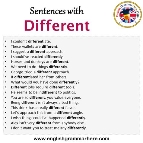 Sentences with Different, Different in a Sentence in English, Sentences ...