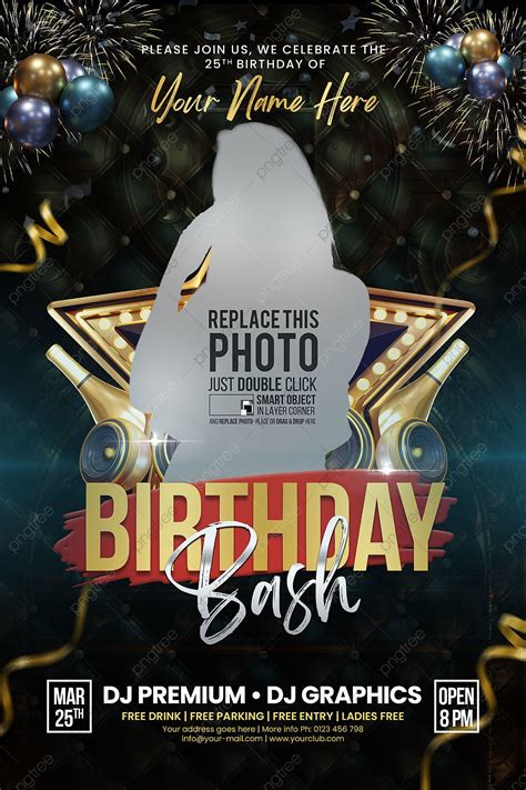 Dark Style Birthday Bash Flyer Template Template Download on Pngtree