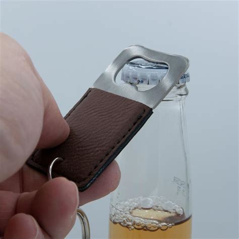 Vegan Leather Wrapped Metal Bottle Opener Keychain