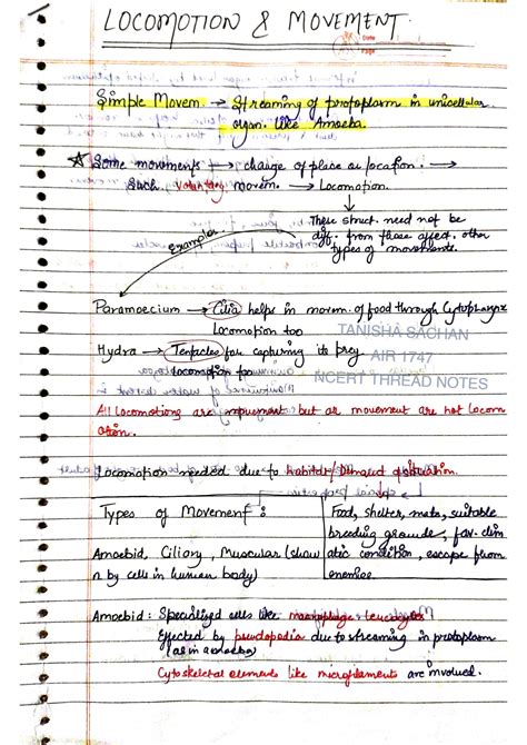 SOLUTION: Locomotion and movement ncert thread notes - Studypool